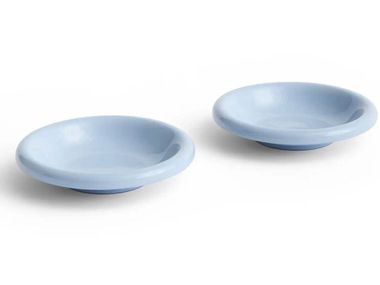 Terracotta serving bowl HAY - BARRO BOWL Light blue In Stock