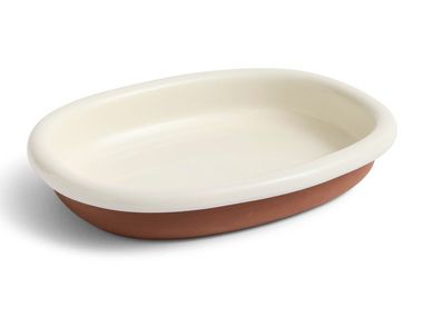 Coppa in terracotta HAY - BARRO OVAL DISH Large Off-white In Stock
