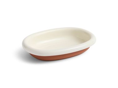 Coppa in terracotta HAY - BARRO OVAL DISH Small Off-white In Stock