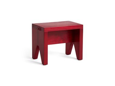 Low solid wood stool HAY - MANOLITO RED In Stock
