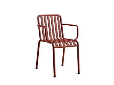 Steel garden chair HAY - PALISSADE ARMREST IRON RED In Stock