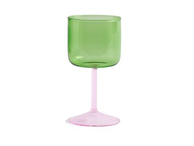 Weinglas aus Glas HAY - TINT Green and pink In Stock