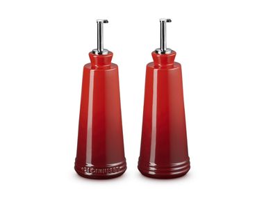 Vitrified stoneware oil vinegar set LE CREUSET - EVOLUTION Cerise In Stock