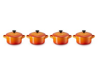 Töpf aus verglastem Feinsteinzeug LE CREUSET - MINI COCOTTE 10 SET Volcanic In Stock