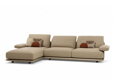 Leather sofa with chaise longue POLTRONA FRAU - BLISSCAPE In Stock