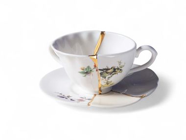 Porcelain tea cup with saucer SELETTI - KINTSUGI N°1 In Stock