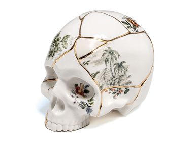 Soprammobile in porcellana SELETTI - KINTSUGI SKULL In Stock