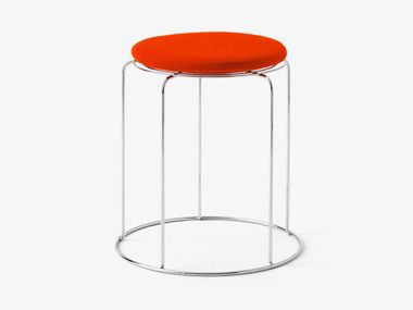 Stackable stainless steel stool with cushion &TRADITION - WIRE STOOL VP11 In Stock