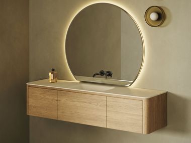 Wall-mounted wooden vanity unit FUSE Inbani