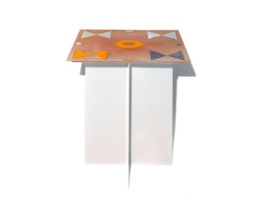 Square stainless steel coffee table with copper top ACROSS LUDO Incalmi