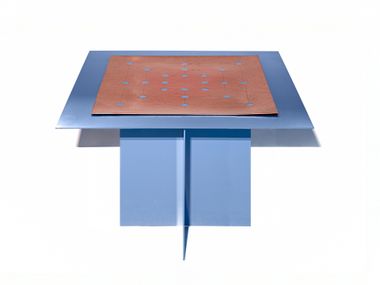 Square stainless steel coffee table with copper top ACROSS TRIS Incalmi