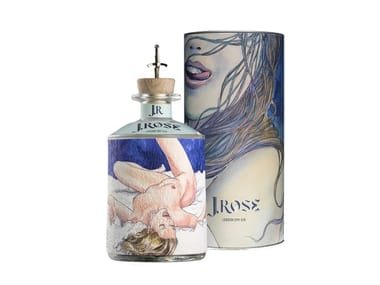 Bottiglia di gin con etichetta artigianale J.ROSE LONDON DRY GIN J.Rose