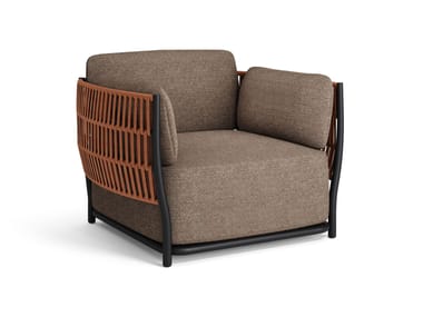 Poltrona da giardino in tessuto con braccioli CALA Jati Kebon