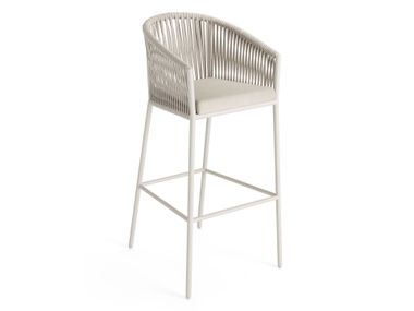 High fabric garden stool with armrests FORTUNA ROPE Jati Kebon