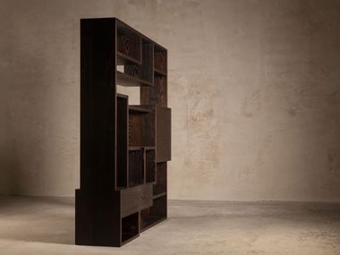 Modular freestanding oak bookcase LABYRINTH MODULAR KĀNA Objects
