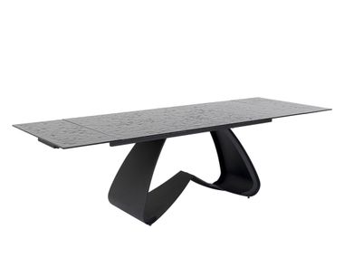 Extending glass and steel dining table BELLAGIO