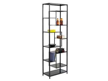 Open glass and steel bookcase LOFT BLACK KARE Design