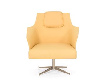 Poltrona in pelle a 4 razze con braccioli e poggiatesta KARL Able