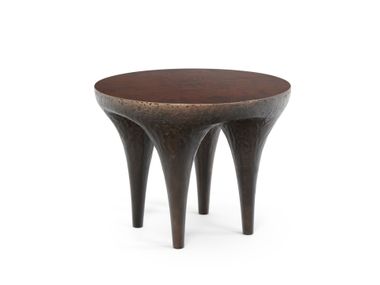 Round fiberglass and wooden side table TAURUS K2021 KARPA