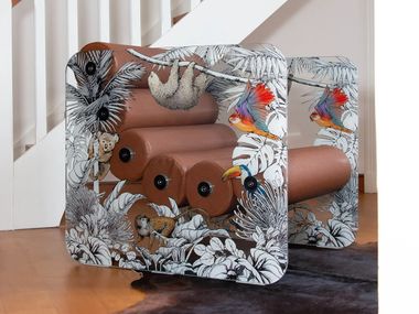 Vegan leather armchair with armrests MW02 JUNGLE ARMCHAIR IN GLASS KUUMO