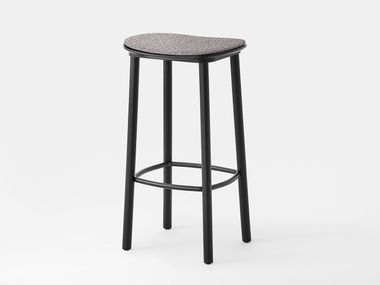 High backless wooden stool with padded seat KALT Kastel