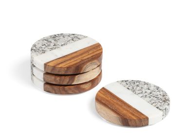 Set aus Untersetzern aus Marmor und Holz CATALEG Kave Home