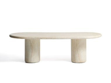 Oval concrete table with travertine effect DRASI Kave Home