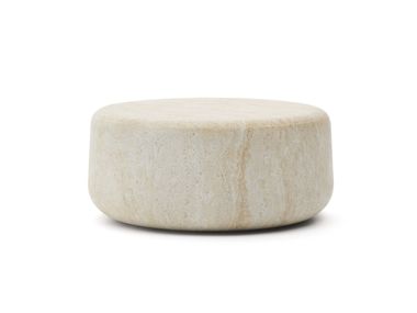 Round concrete coffee table with travertine effect DRASI Kave Home