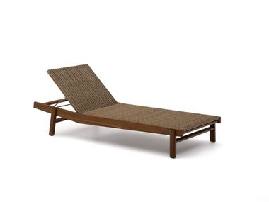 Lettino da giardino in legno d'acacia e rattan sintetico ITANI Kave Home