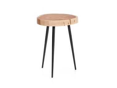 Mesa de apoio redonda em aço e madeira TANIVE Kave Home