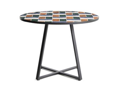 Round table in galvanized steel and tiles TELLA Kave Home