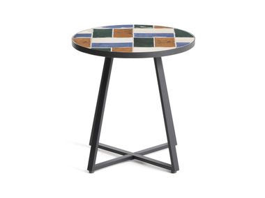 Mesa de apoio redonda em aço galvanizado e ladrilhos TELLA Kave Home