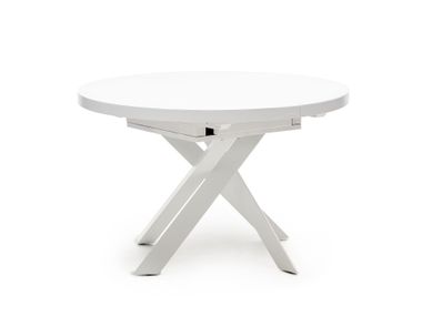 Round extending Glass and Stainless Steel table VASHTI Kave Home