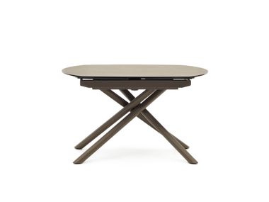 Extendable table in stainless steel and porcelain YODALIA Kave Home
