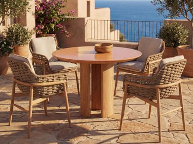 Stackable rope garden chair with armrests TILOS Kettal