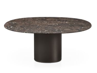 Round marble table HOLO PILLAR Kristalia