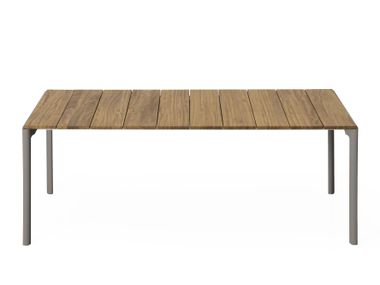 Tavolo da giardino rettangolare allungabile in teak MAKI SLATTED Kristalia