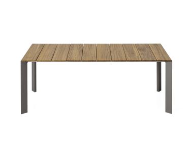 Tavolo allungabile rettangolare in teak NORI SLATTED Kristalia