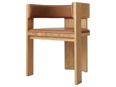 Sedia in legno e pelle con braccioli COLLECTOR