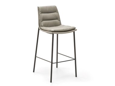 High leather stool with back LADY EFORMA