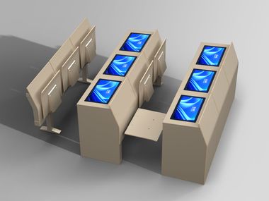 Multimedia desk with integrated chairs MULTIMEDIA DESK LAMM