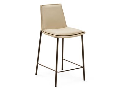 High leather stool with back LARA EFORMA