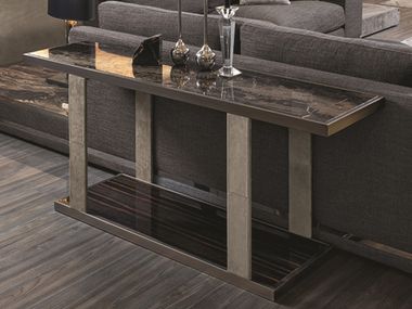 Rectangular marble high side table LAYER Longhi