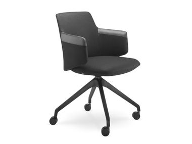 Sedia ufficio operativa in pelle con braccioli MELODY MEETING 360 F95-BL BR-P LD Seating
