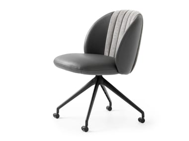 Sedia su trespolo girevole in pelle con ruote LXR23 LEOLUX LX