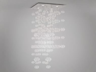Lampada da soffitto a LED in acciaio e vetro ETHER S 150 SQ LEUCOS