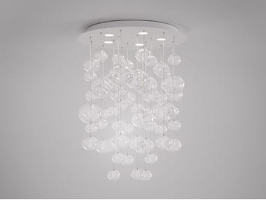 Lampada da soffitto a LED in acciaio e vetro ETHER S 90 RD LEUCOS