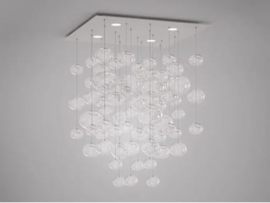 Lampada da soffitto a LED in acciaio e vetro ETHER S 90 SQ LEUCOS