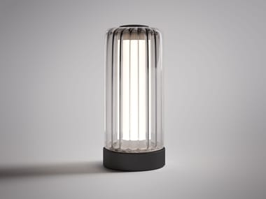 Lampada da tavolo in vetro borosilicato e metallo STACKING T 30X15 RIG LEUCOS