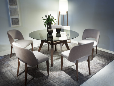 LIBRA Round wood and glass dining table By Tonon | design Matteo Nunziati